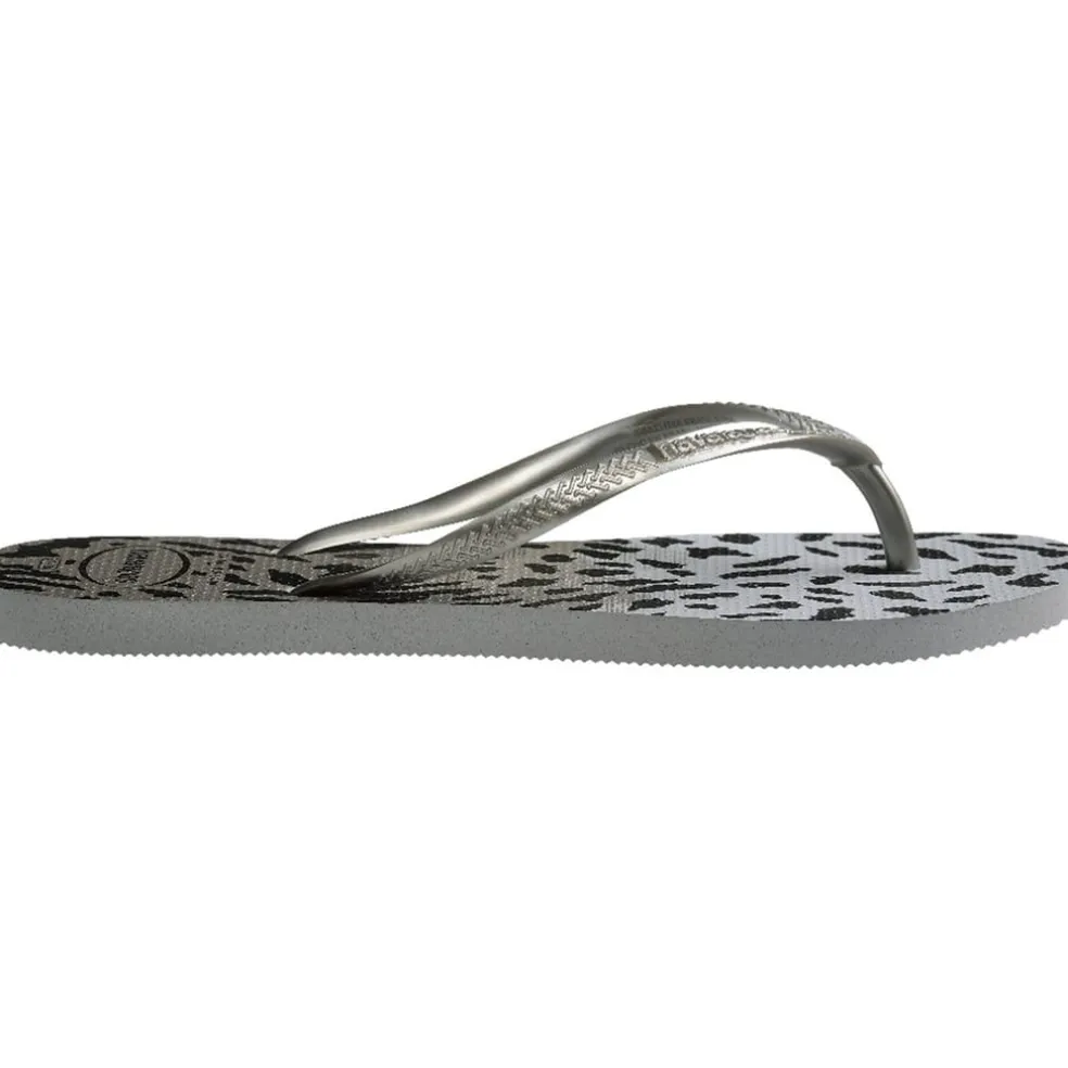 Havaianas Slim Leopard Patterned Flip Flops in Grey