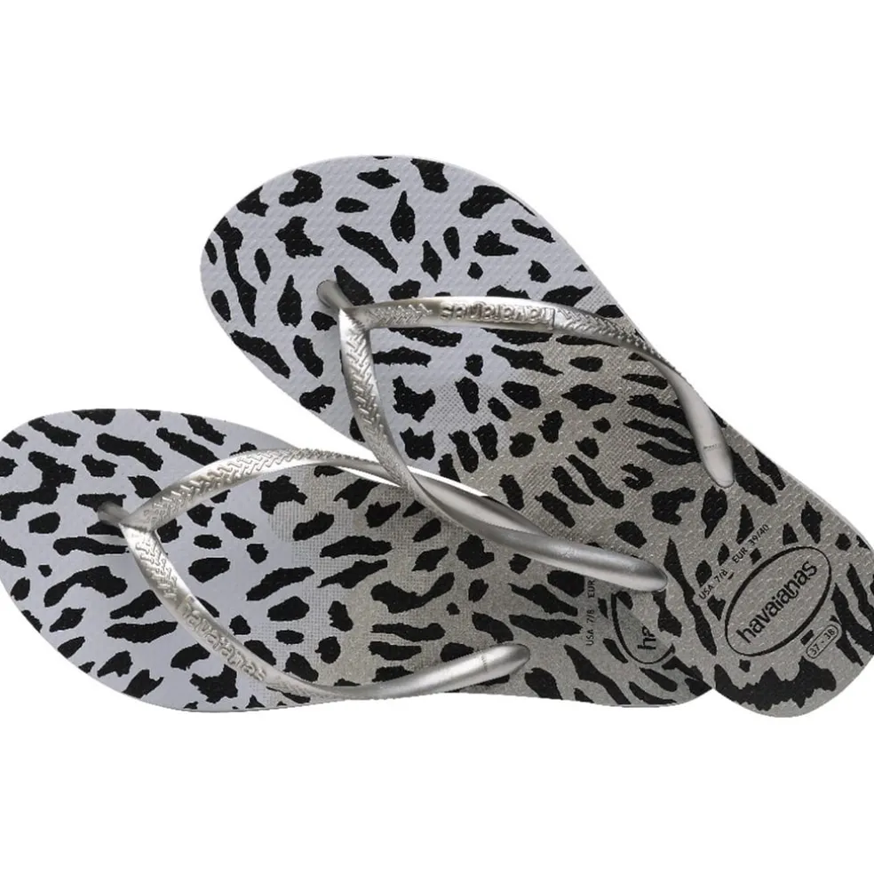 Havaianas Slim Leopard Patterned Flip Flops in Grey