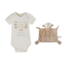 Hello World 2024 Short Sleeve Bodysuit in Neutral