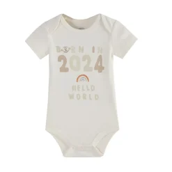Hello World 2024 Short Sleeve Bodysuit in Neutral