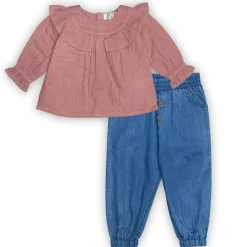 Hello World Top And Trouser Set Babies in Pink