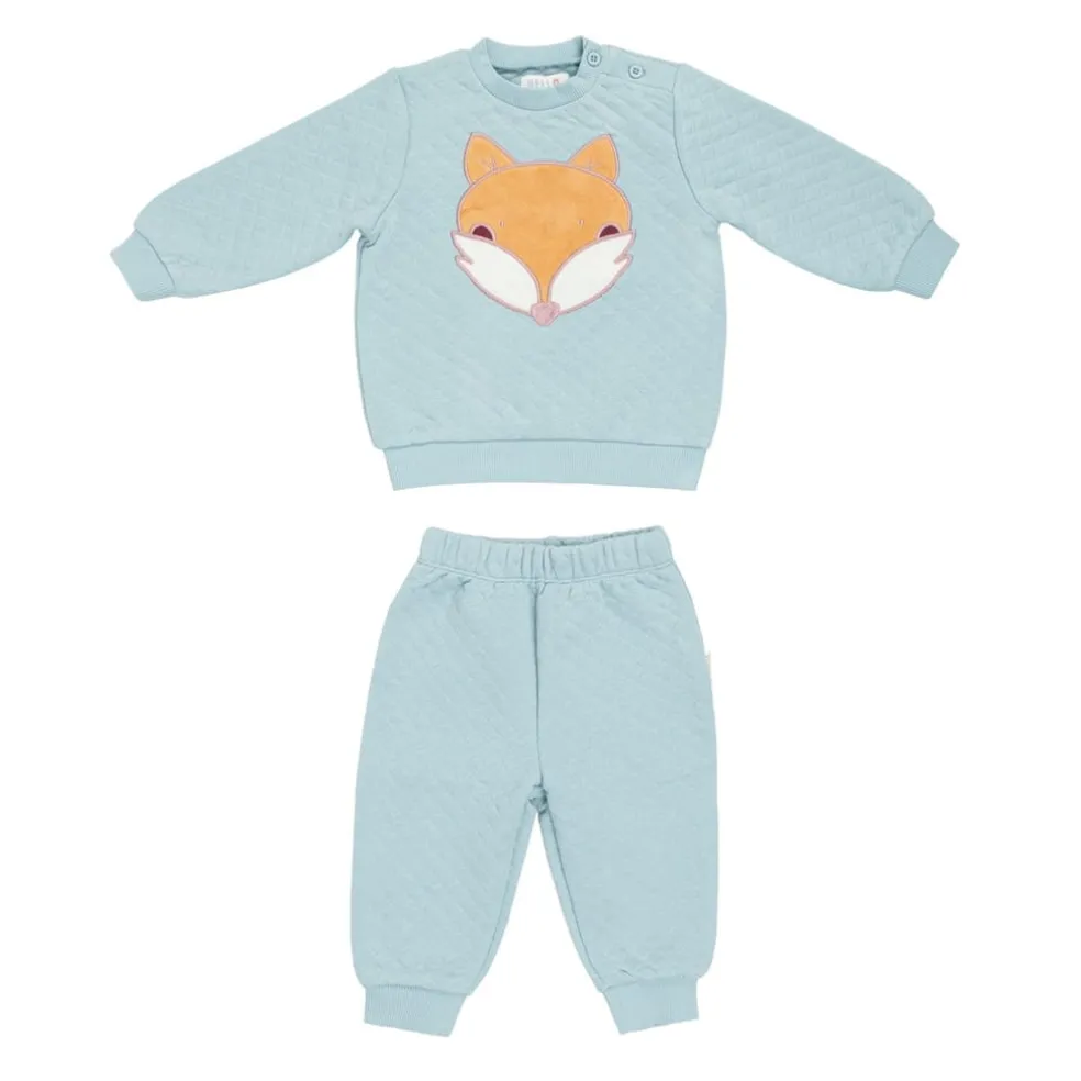 Hello World W Bb Fox Quilt in Blue