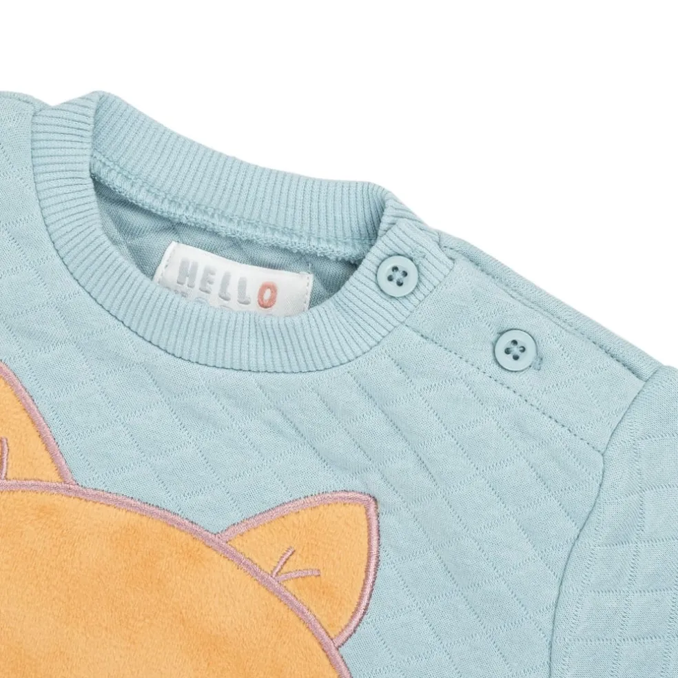 Hello World W Bb Fox Quilt in Blue