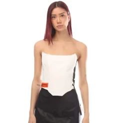 Heron Preston Flaming Skull Corset Top in White Black