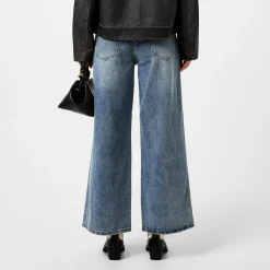 House of Sunny Wide Leg Logo Jeans in Blue