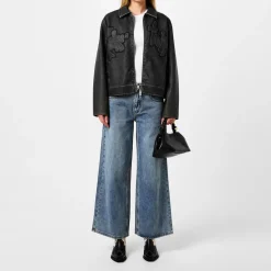 House of Sunny Wide Leg Logo Jeans in Blue