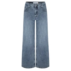 House of Sunny Wide Leg Logo Jeans in Blue