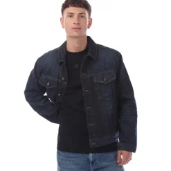 Hugo Adjustable Hem Denim Jacket in Dark Blue