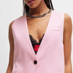 Hugo Amonalie Oversized-Fit Waistcoat in Pink