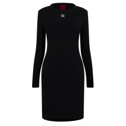 Hugo Crew Neck Knee Bodycon Dress in Black