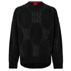 Hugo Crew Neck Relaxed Fit Sweater in Black