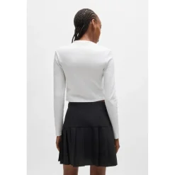 Hugo Cropped Crew Neck Slim Fit T-Shirt in White