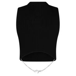 Hugo Cropped Mock Neck Slim Fit Tank in Black