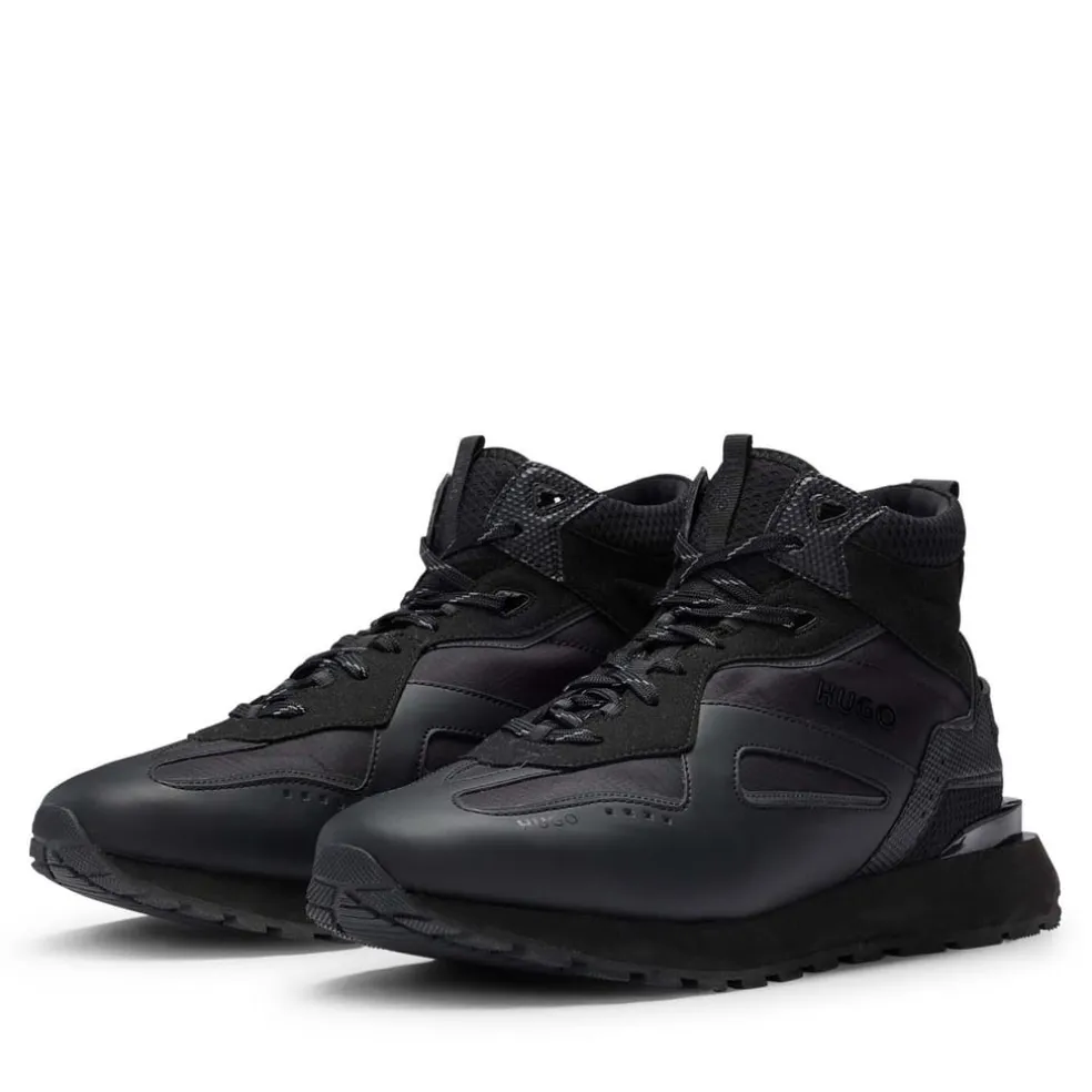 Hugo Cubite Hi-Top Trainers in Black