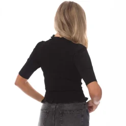 Hugo Dandelia Ruffle-Trim Top in Black