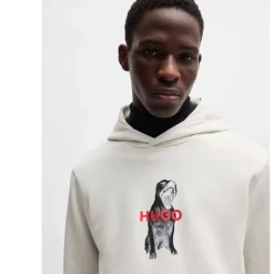 Hugo Dartchon Animal Graphic Hoodie in Natural