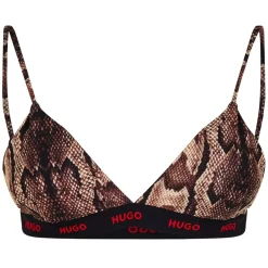 Hugo Exotika Snake Skin Pattern Triangle Bikini Top in Brown