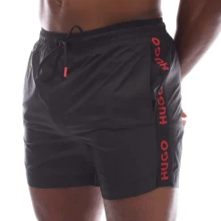 Hugo Fab Logo Tape Swim Shorts in Black