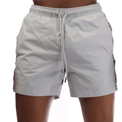 Hugo Fab Logo Tape Swim Shorts in Grey