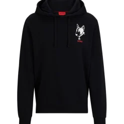 Hugo Hooded Dog Graphic Sweatshirt in Black