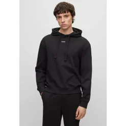 Hugo Hooded Relaxed Fit Long Sleeve Sweatshirt in Black