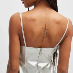 Hugo Kateresa-1 Metallix Faux-Leather Mini Dress in Silver