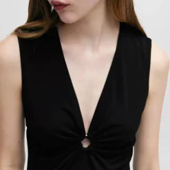 Hugo Kerta-1 Sleeveless Midi Dress in Black