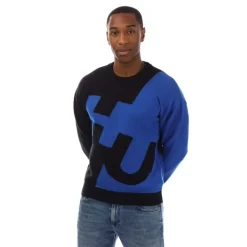 Hugo Knitted Crewneck Sweatshirt in Blue