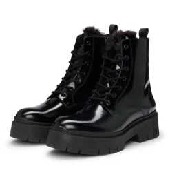 Hugo Kris Combat Chunky Heel Boot in Black