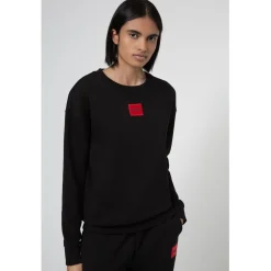 Hugo Label Crew Neck Sweater in Black