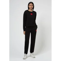 Hugo Label Crew Neck Sweater in Black