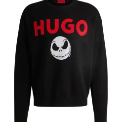 Hugo Large Genie Relaxed Fit Crew Neck Sweater in Black