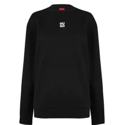 Hugo Logo Crew Neck Sweater in Black