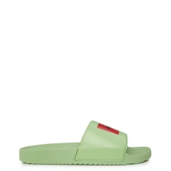 Hugo Logo Slides Mules in Green