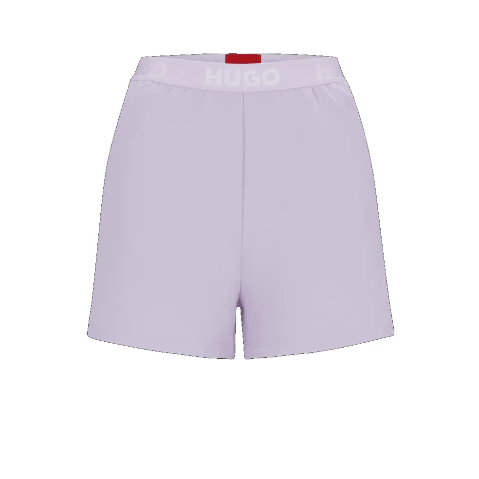Hugo Logo Waistband Shorts in Purple