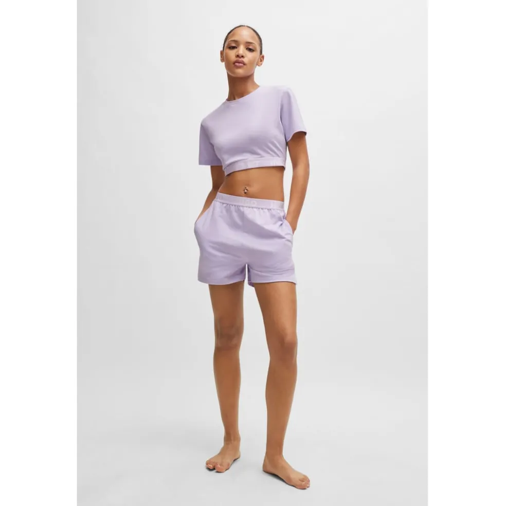 Hugo Logo Waistband Shorts in Purple
