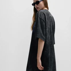 Hugo Nelaja Cotton Jersey T-Shirt Dress in Black