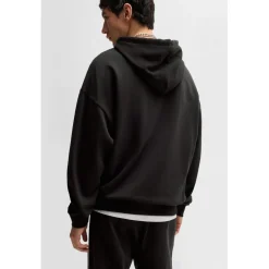 Hugo Noiderhood Chain Stitch Logo Hoodie in Black
