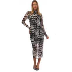 Hugo Nortensis Long Sleeve Dress in Black-White