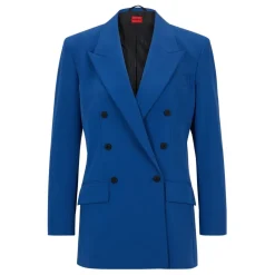Hugo Notched Neck Relaxed Fit Blazer Jacket in Blue