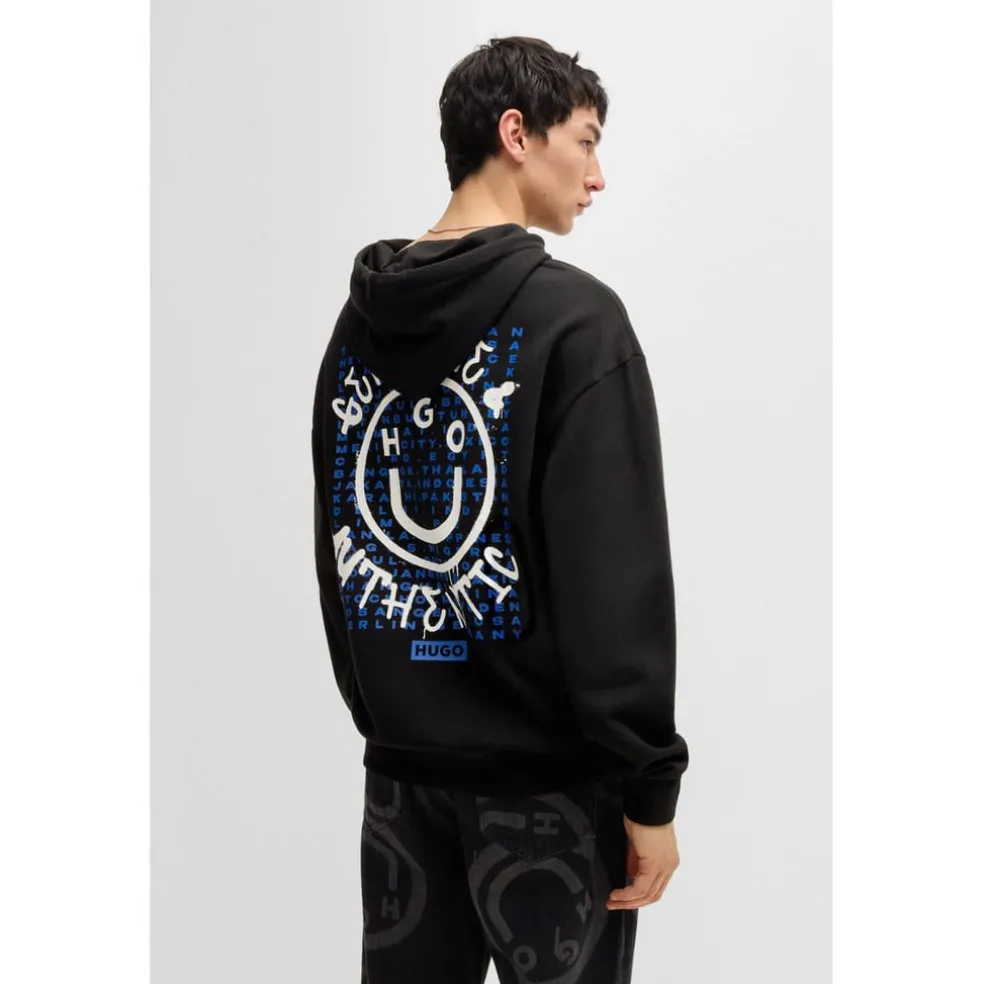Hugo Nothentico Seasonal Artwork Hoodie in Black