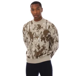 Hugo Palm Tree Jacquard Sweatshirt in Beige