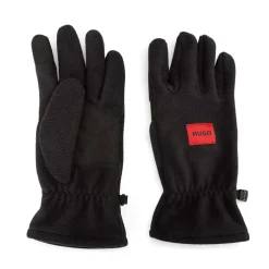 Hugo Red Logo Label Fleece Gloves in Black