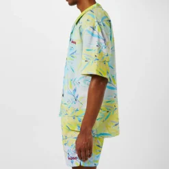 Hugo Relaxed Fit Short Sleeve Beach Shirt in Yellow