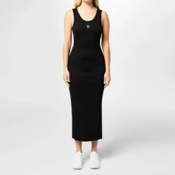 Hugo Scoop Neck Midi Bodycon Dress in Black