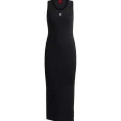 Hugo Scoop Neck Midi Bodycon Dress in Black