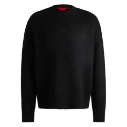 Hugo Seese Logo Detail Oversized Sweater in Black