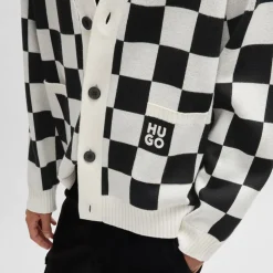 Hugo Skeeches Checked Pattern Cardigan in Natural