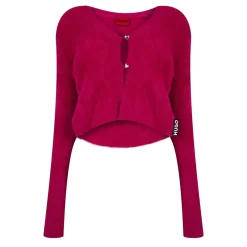 Hugo V Neck Long Sleeve Relaxed Fit Sweater in Pink