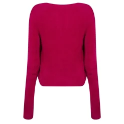 Hugo V Neck Long Sleeve Relaxed Fit Sweater in Pink